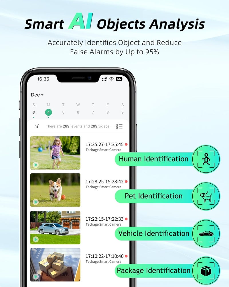 MaxiViz كاميرا شمسية خارجية لاسلكية، كاميرا أمان Wi-Fi بتردد 2.4GHz مع كشف الحركة بالذكاء الاصطناعي، كاميرات لأمان المنزل مع رؤية ليلية ملونة بدقة 2K، حديث ثنائي الاتجاه، مقاومة للعوامل الجوية IP66، تخزين سحابي/SD - Image 4
